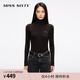 MISS SIXTY2025秋季新款羊毛羊絨針織衫女高領(lǐng)緊身長(cháng)袖簡(jiǎn)約刺繡 烏木棕 S