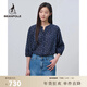 beanpole【新年禮物】  女士商務(wù)優(yōu)雅印花日常青春活力時(shí)尚休閑七分袖襯衫 藏青色 S 160/84A