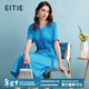 愛(ài)特愛(ài)（EITIE）醋纖緞面V領(lǐng)氣質(zhì)高級感女裝系帶收腰連衣裙夏季新款7407160 亮藍色36 L 165