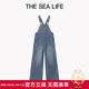 THE SEA LIFE牛仔褲女歐海一生 100%棉寬松休閑牛仔背帶褲25夏季直筒褲16133 牛仔藍 S