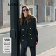 MO&Co.西裝綿羊毛精紡復古雙排金扣寬肩廓形外套通勤休閑摩安珂 黑色 S 160