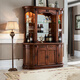 美式客廳實(shí)木酒柜復古餐邊柜帶玻璃門(mén)酒架客廳餐廳收納柜置物柜 胡桃色/1.4米高酒柜/140*35*210CM