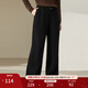 纖莉秀大碼女裝時(shí)尚個(gè)性豎紋垂感顯瘦保暖加絨褲子胖mm2025冬新款4253 黑色 2XL