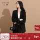 三彩2025秋季新款休閑西裝外套收腰西服雙排扣通勤Z 經(jīng)典黑 M 160/84A