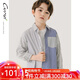 純一良品（CUNYI）童裝男童長(cháng)袖襯衫春季新款兒童條紋襯衣中大童休閑上衣 藍白條紋 160 cm