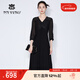 MY TENO2025夏季新款黑色蕾絲亮片連衣裙子V領(lǐng)收腰時(shí)尚氣質(zhì)法式女 黑色 2XL 44