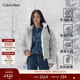 Calvin KleinJeans【防風(fēng)防水】秋冬男女情侶ck耐磨滿(mǎn)印立領(lǐng)90絨面包服羽絨服 YBI-牛乳白 M