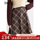 百圖betu女裝秋季新款曠野美拉德復古格紋半身裙裙子女2409T95 咖格 M