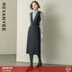 顏域（YANYEE）【79%羊毛】顏域深V無(wú)袖連衣裙女士2025冬季新款氣質(zhì)優(yōu)雅毛呢長(cháng)裙 深灰 M