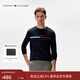 Tommy Hilfiger26春夏新款男裝純棉拼色織帶字母刺繡亞洲版合身打底長(cháng)袖T恤 藏青色FAP S