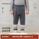 babylove嬰幼兒加絨打底褲秋冬保暖褲子拼接彈力褲寶寶百搭休閑褲 深麻灰 80