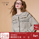 三彩2026春季新款寬松慵懶提花針織衫長(cháng)袖單排扣開(kāi)衫復古外套M 燕麥色幾何 L 165/88A