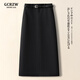 GCRZW輕奢灰色毛呢半身裙女秋冬2025新款直筒包臀裙中長(cháng)款氣質(zhì)a字裙子 黑色 -毛呢-贈皮帶 【高級柜貨】 M /27 建議100-110斤