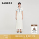SANDRO春夏女裝法式簡(jiǎn)約氣質(zhì)白色撞色鏤空長(cháng)款針織連衣裙 10/白色 S