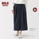 MUJI 女式 木棉混 輕量牛仔 裙褲 褲子女款26年春季新品 BE202A6S 藏青色 XL (165/74A)