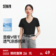 森馬（Semir）短袖t恤女涼感抗菌正肩修身上衣2025夏裝新款顯瘦V領(lǐng)白色打底衫 黑色90001 S