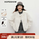 紅袖（hopeshow）輕熟風(fēng)千金氣質(zhì)皮草2025冬季新款女裝環(huán)保仿貂毛金屬扣圓領(lǐng)短外套 米白004 S