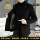XJSGS國際高端品牌加厚西服男士秋冬短款羊毛呢大衣鵝絨內膽雙面呢外套 HYX-N6856黑色【短款雙面呢】 【鵝絨脫卸內膽】 冬款 XL 【140-145斤】