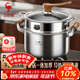 三四鋼湯鍋316L不銹鋼蒸煮一體蒸鍋食品級加厚家用煮鍋帶蒸籠24cm 38332