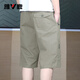 雅鹿夏季純棉七分褲男士薄款百搭工裝休閑六分短褲男裝直筒大褲衩子潮 卡其色 6XL （約180-200左右可以穿）