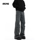 OEMG 美式復古做舊褶皺工裝褲男士秋冬季高級感寬松百搭休閑長(cháng)褲子 灰色 【高品質(zhì)】 XL [建議120-140斤]