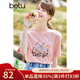 betu百圖女裝簡(jiǎn)約圓領(lǐng)百搭印花T恤女2203T26 粉紅 M