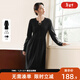 對白【AN大碼系列】法式花苞裙針織連衣裙胖mm毛衣裙顯瘦內搭打底裙子 靜謐黑 M 建議體重110-125