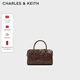 CHARLES&KEITH25冬季新品多背法鏈條手提包波士頓包新年禮物送女友CK2-30151559 Distressed Coffee咖啡色 S