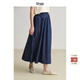 旅途原品ltyp 亞麻棉極簡(jiǎn)牛仔經(jīng)典傘裙 春季休閑文藝A字半身裙女 靛藍-環(huán)保水洗 L