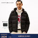 Tommy Hilfiger【90絨】25秋冬新款男休閑印花門(mén)襟鵝絨可拆卸帽羽絨服外套 黑色BDS M （推薦：135-150斤）