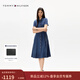 Tommy Hilfiger25春夏新款女純棉氣質(zhì)休閑文藝風(fēng)收腰顯瘦中長(cháng)款牛仔連衣裙 牛仔藍1BJ S 34