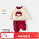 班喜迪女童套裝秋冬裝新款時(shí)髦兒童衛衣褲子寶寶拜年衣服冬季加絨小童裝 紅色 110