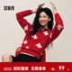 森馬（Semir）迪士尼IP紅色毛衣女可愛(ài)米奇提花騏驥紅寬松圓領(lǐng)新年鴻運內搭上衣 紅色調00466 M