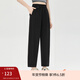 纖莉秀大碼女裝黑色直筒褲松緊腰遮肉顯瘦休閑褲胖mm秋裝新款1206 黑色 XL