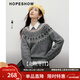 紅袖（hopeshow）費爾島針織衫2025冬季新款女裝【北歐冬日】撞色提花圓領(lǐng)百搭毛衣 煙灰056 L