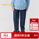 巴拉巴拉童裝兒童褲子牛仔褲男童長(cháng)褲女童冬裝加絨保暖休閑時(shí)尚潮 牛仔中藍88201 110