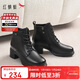 紅蜻蜓時(shí)裝靴25冬季女鞋粗跟加絨通勤保暖皮靴中年媽媽靴WJC45043黑色37