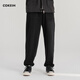 COKEIN衛褲男春秋運動(dòng)褲垂感灰色直筒休閑褲寬松原創(chuàng  )潮流束腳長(cháng)褲 黑色 M
