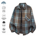 頂峰保羅（Dingfengbaoluo）美式復古格子襯衫男春季寬松撞色潮流百搭襯衣外套SKD51藍色L