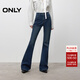 ONLY2025冬季新款通勤復古喇叭褲做舊磨白長(cháng)褲牛仔褲女|125432037 J3G 藍黑牛仔 M M標準褲長(cháng)