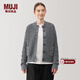 MUJI女式 牦牛絨混 高圓領(lǐng)開(kāi)衫針織毛衣針織衫外套冬季  BA1PPA4A 灰色 S (155/80A)