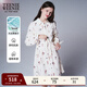 Teenie Weenie小熊連衣裙女春夏學(xué)院風(fēng)休閑天絲混紡滿(mǎn)印襯衫式連衣裙女 撞色 M (165)
