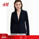 H&M女裝西裝夏季時(shí)尚通勤法式修身商務(wù)正裝干練西服外套0988242 海軍藍 155/76