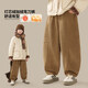憨憨象男童彎刀褲燈芯絨冬季兒童2026新款加絨運動(dòng)褲子男孩大童加厚冬裝 15412咖色【加絨款彎刀褲】 170 cm（適合身高160-165）