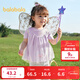巴拉巴拉寶寶短袖t恤嬰兒女童上衣2025新款夏裝甜美網(wǎng)紗拼接時(shí)髦 紫色70120 90