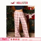 HOLLISTER美式法蘭絨翻腰LOGO粉格子外穿睡褲25秋冬女裝346-5098 粉色格子 S 165/68A 標準版
