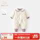 班喜迪嬰兒衣服秋冬裝嬰幼兒女寶寶連體衣公主夾棉棉服冬季超萌外出爬服 米色 90cm