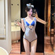 恬飾泳衣女2026新款高顏值純欲性感V領(lǐng)連體三角多巴胺孩顯瘦溫泉泳裝 比基尼女【藍色條紋】 均碼 【建議80-115斤】