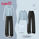 班尼路（Baleno）連帽衛衣套裝2026年春秋款運動(dòng)休閑上衣搭直筒闊腿梨型顯瘦香蕉褲