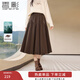 香影咖啡色半身裙女2025冬季新款拼接高腰復古美拉德風(fēng)中長(cháng)款裙子 咖啡 S